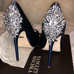 Badgley Mischka Navy Blue Satin Kiara